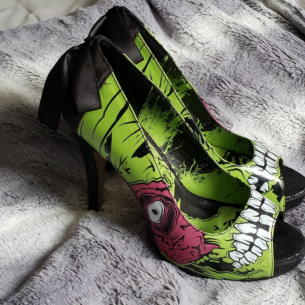 Zombie peep toe heels